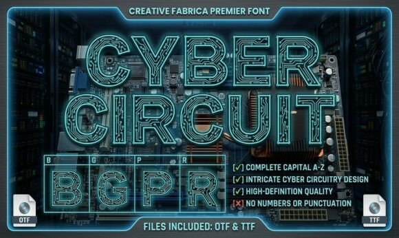 Cyber Circuit: A Futuristic Font for Tech-Inspired Designs