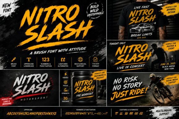 Nitro Slash: The Bold Brush Font for Dynamic Designs