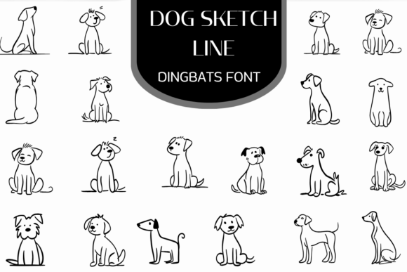 Playful Dog Sketch Line Dingbats Font for Creative Projects